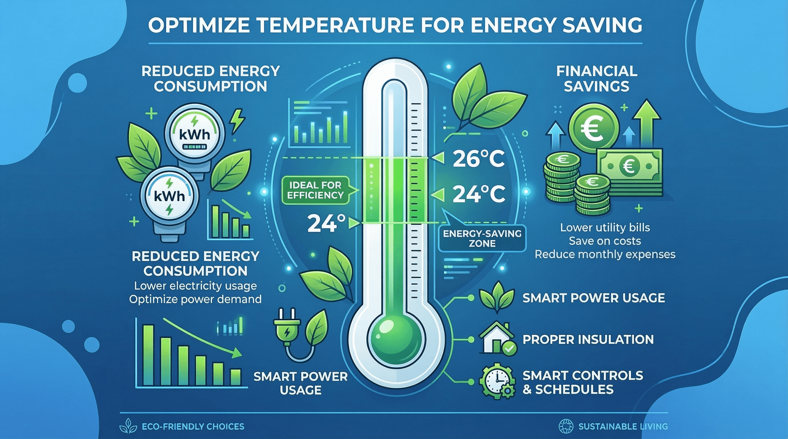 Infografica temperatura ottimale condizionatore per risparmio energetico
