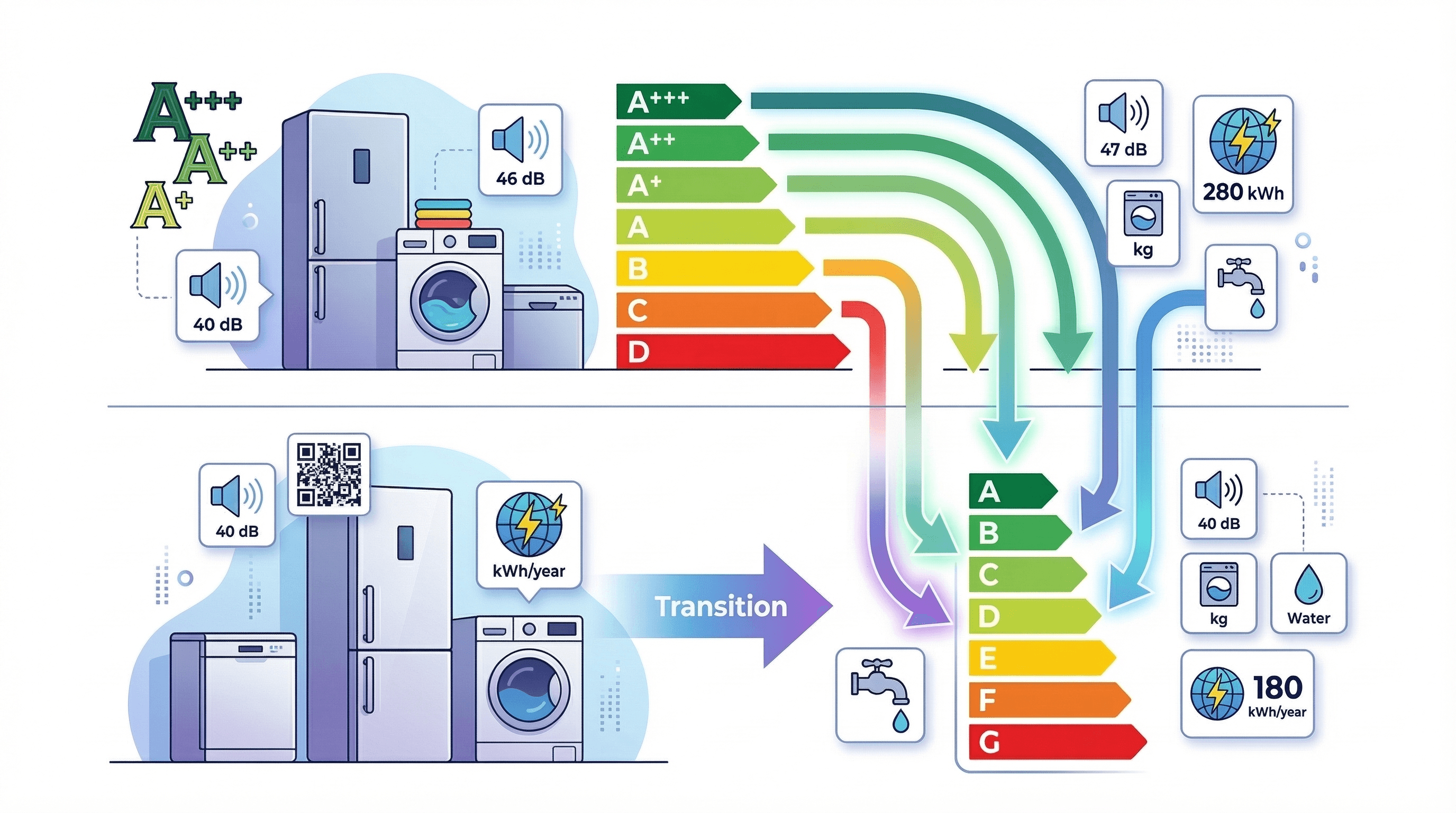 Confronto tra vecchie e nuove etichette energetiche degli elettrodomestici